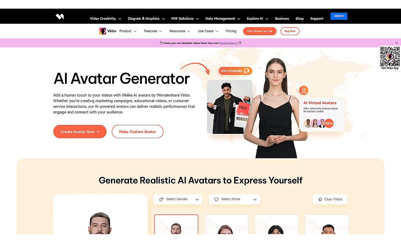 AI Virtual Avatars By Wondershare screenshot