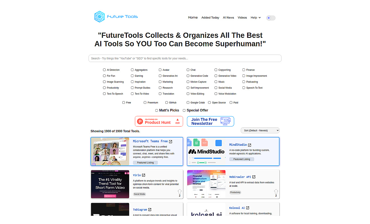 FutureTools.io screenshot
