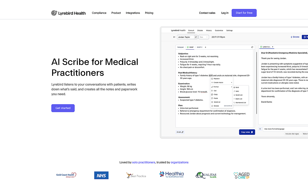 Lyrebird health screenshot