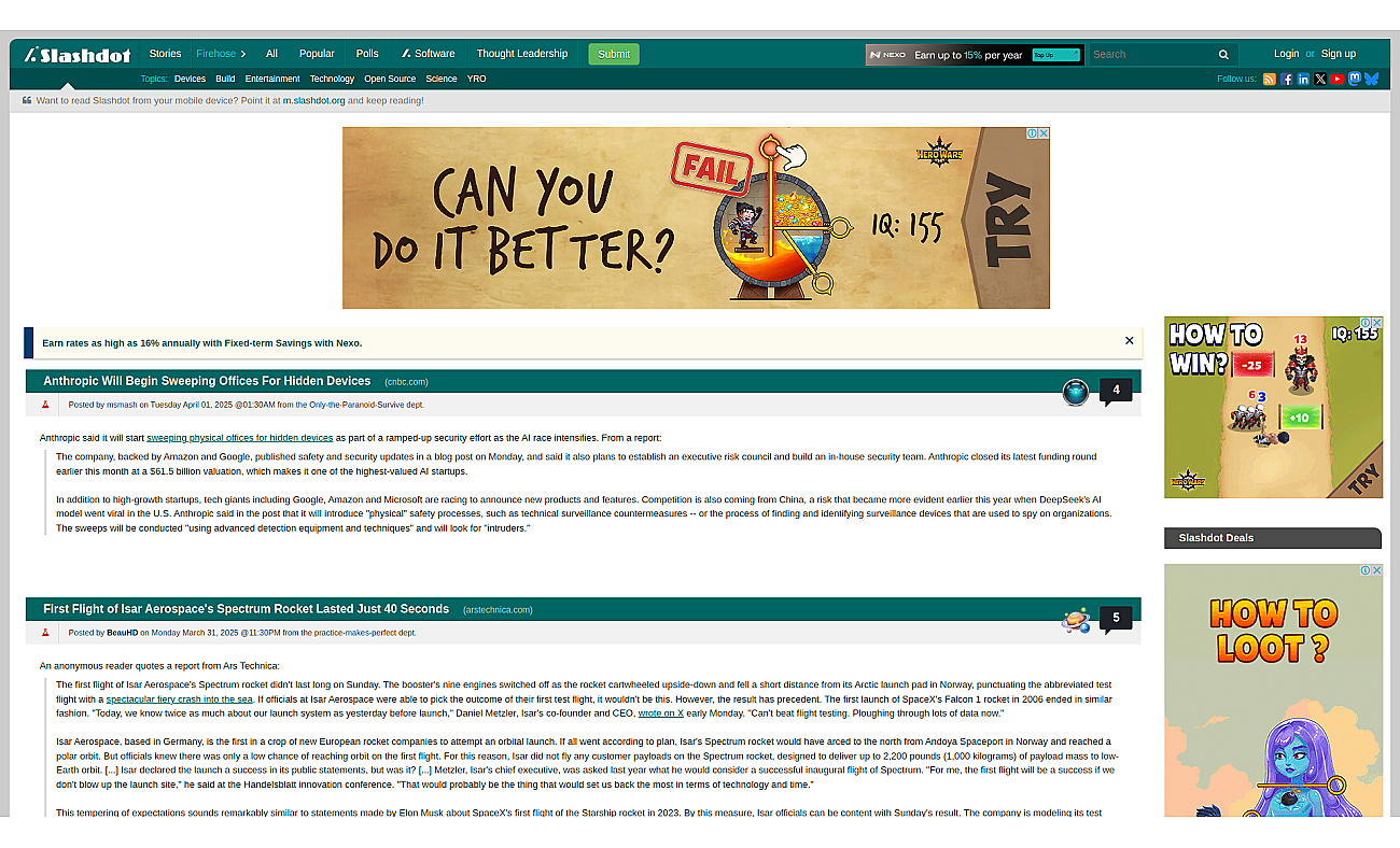 Slashdot screenshot
