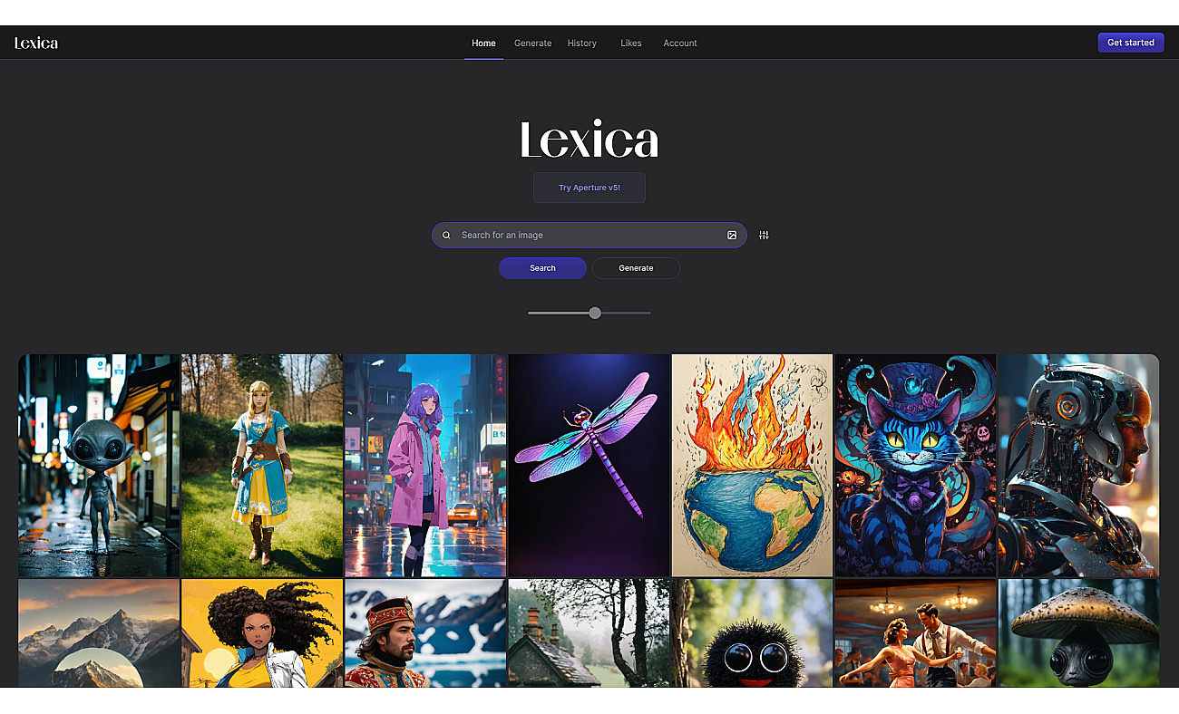 Lexica screenshot