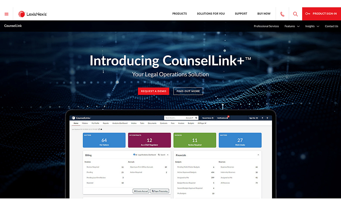 LexisNexis CounselLink screenshot