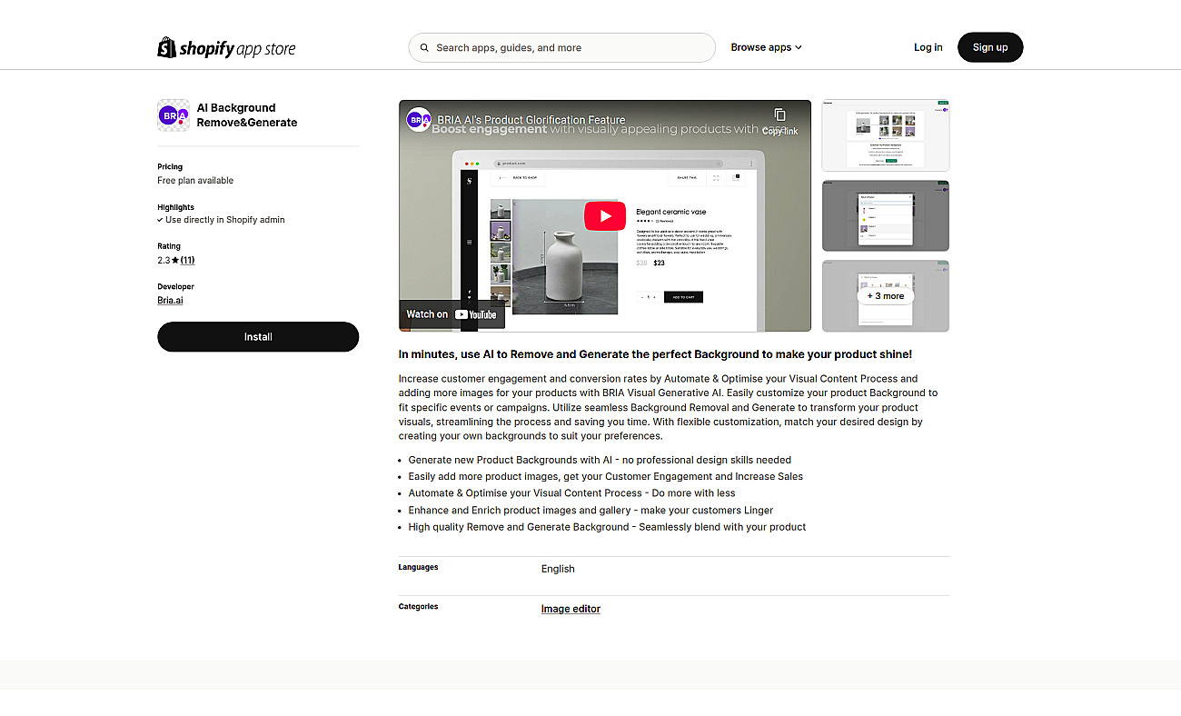 Bria.ai | Shopify App screenshot