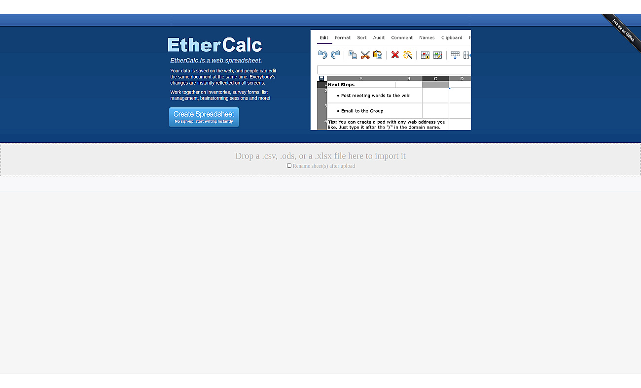 EtherCalc screenshot