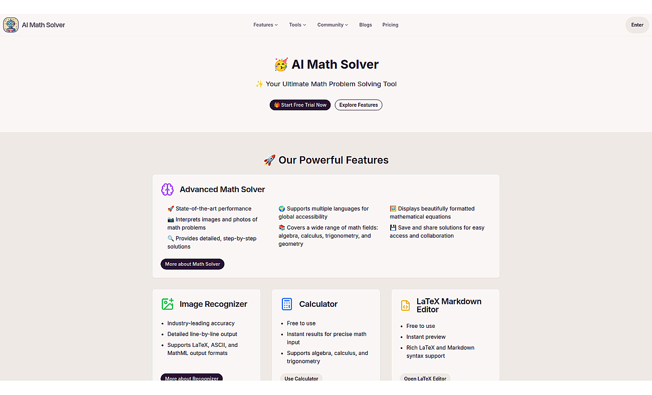 AI math solver screenshot