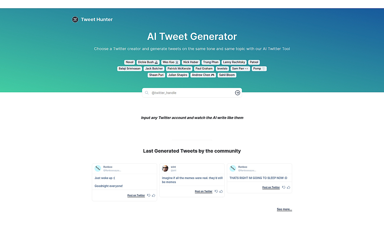 AI Tweet Generator screenshot