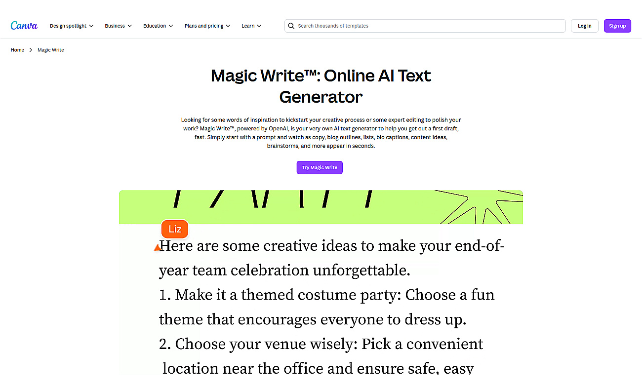 Magic Write by Canva screenshot