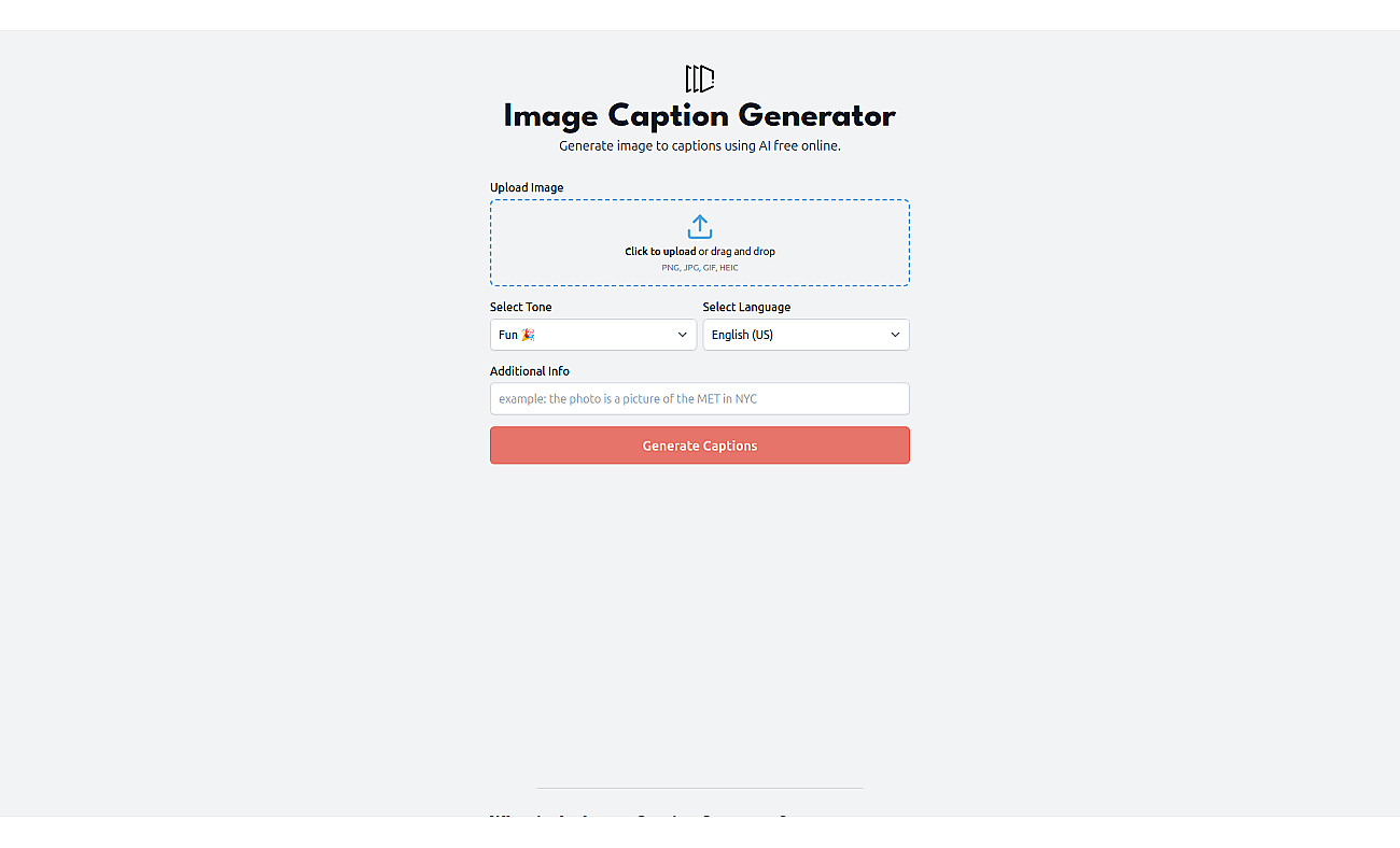 Image Caption Generator screenshot