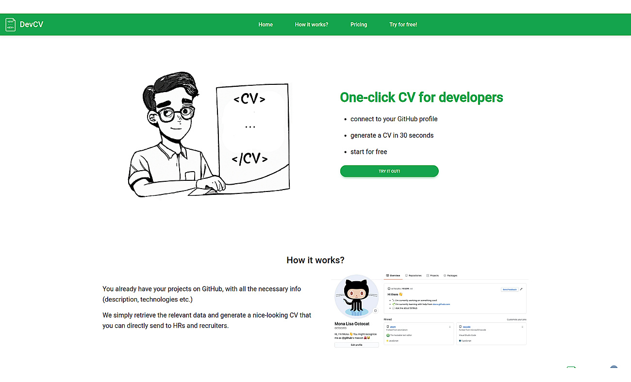 DevCV screenshot