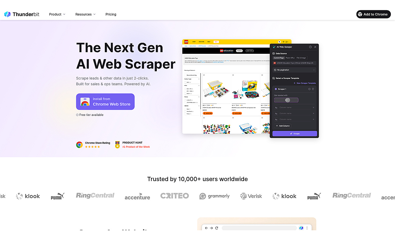 AI Extract by Thunderbit screenshot