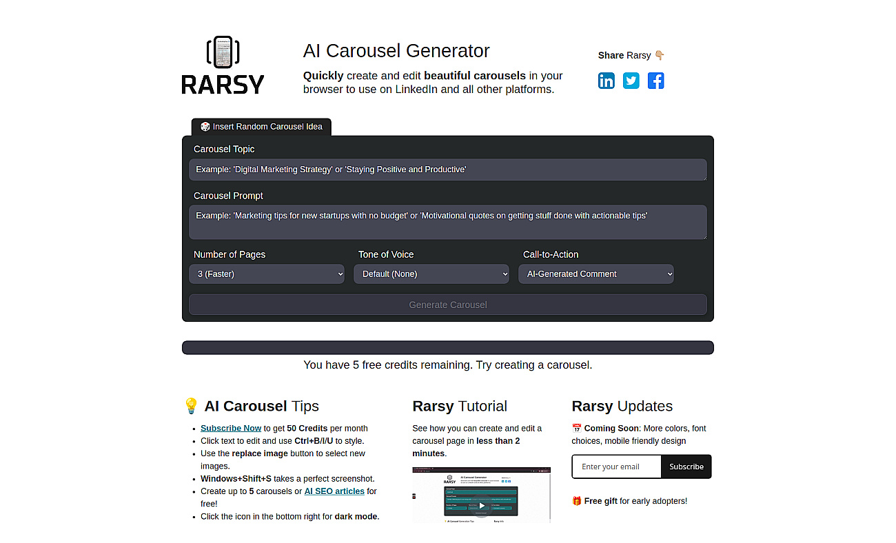 AI Carousel Generator - Rarsy screenshot