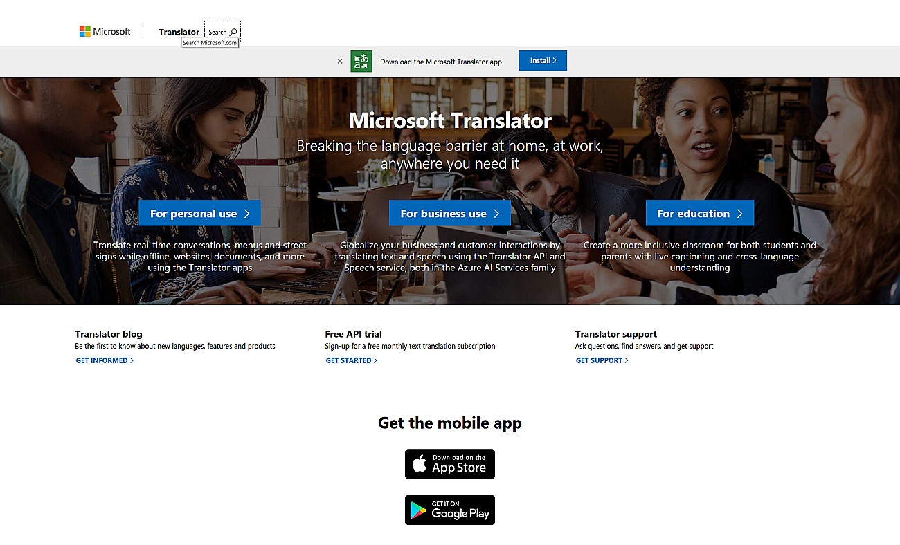 Microsoft Translator screenshot