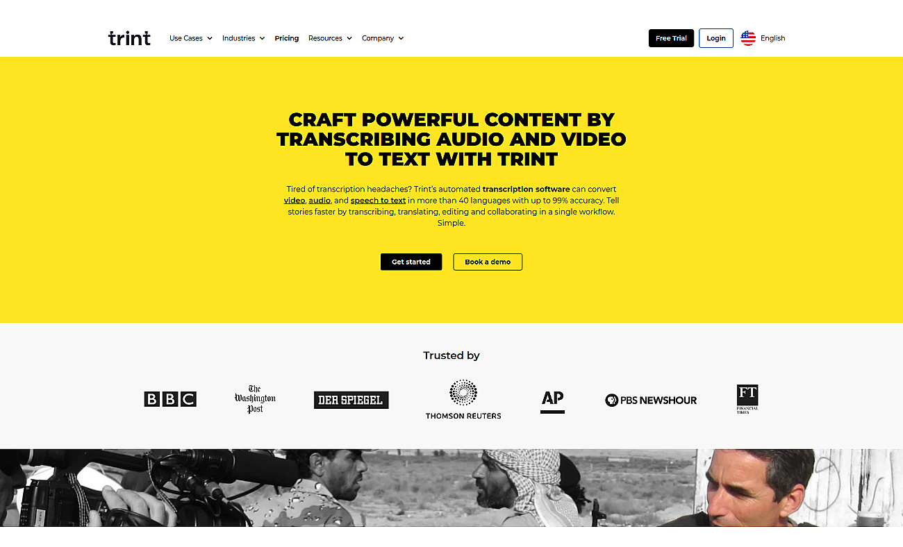 Trint screenshot