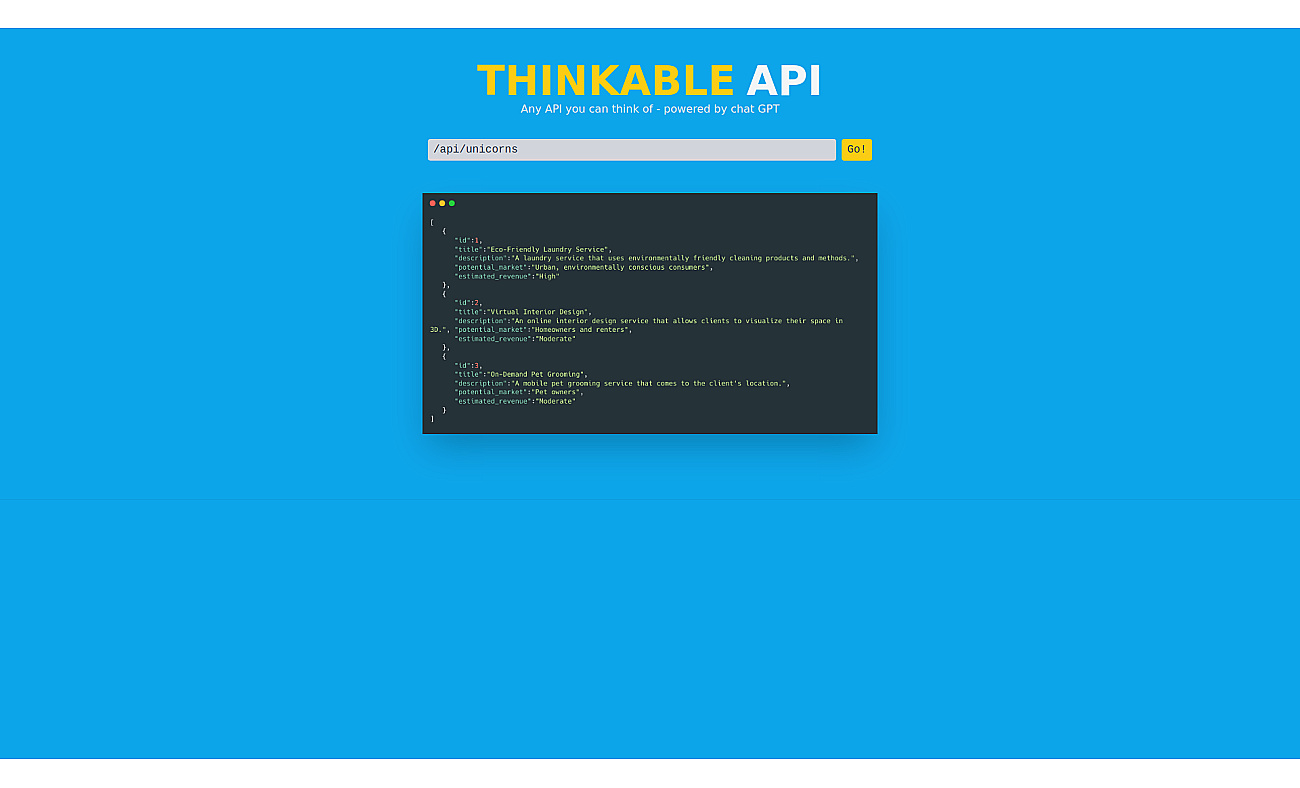 Thinkable APIs screenshot