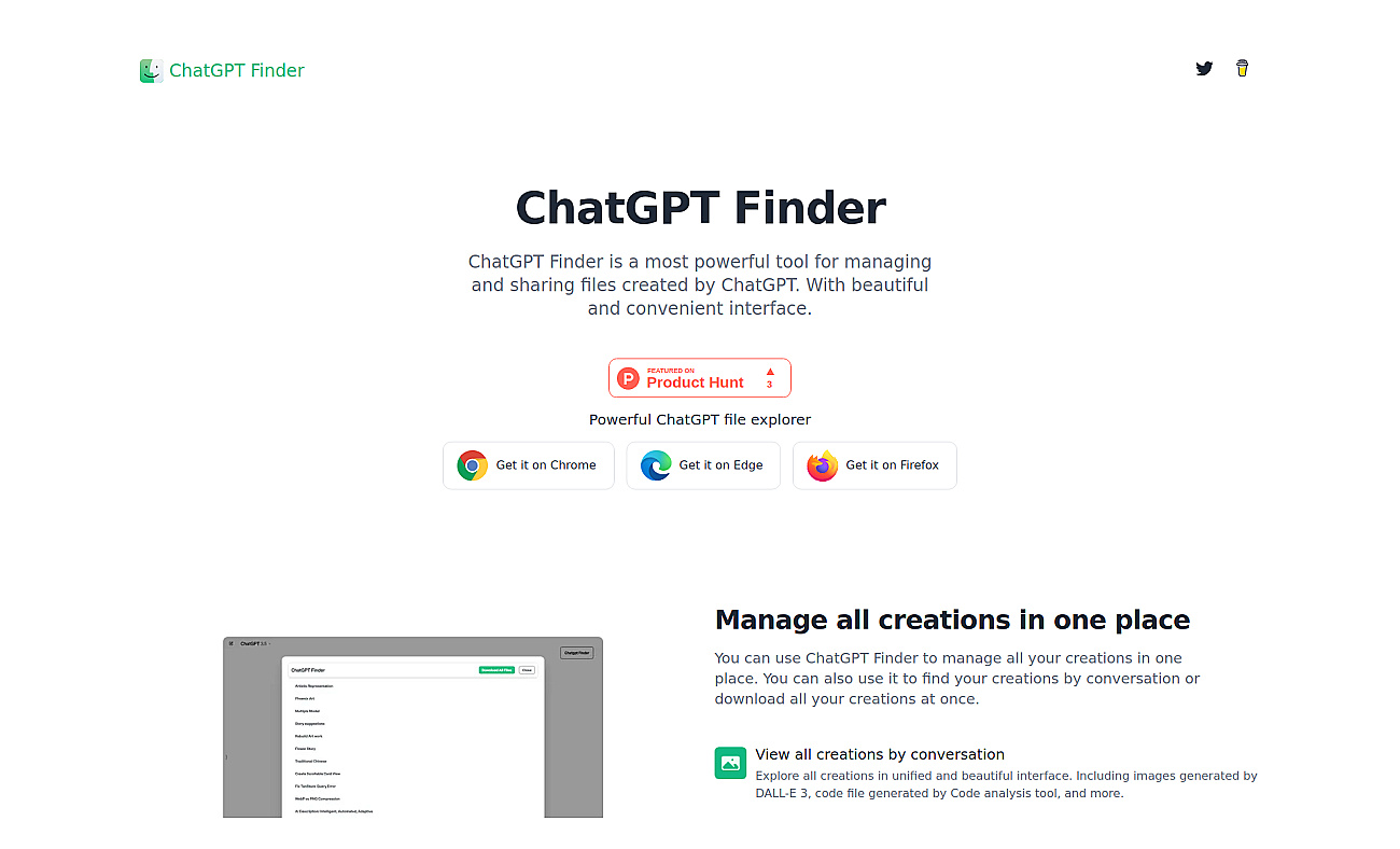 ChatGPT Finder screenshot