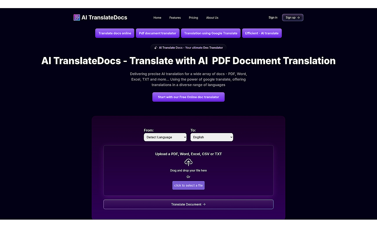 AI TranslateDocs screenshot