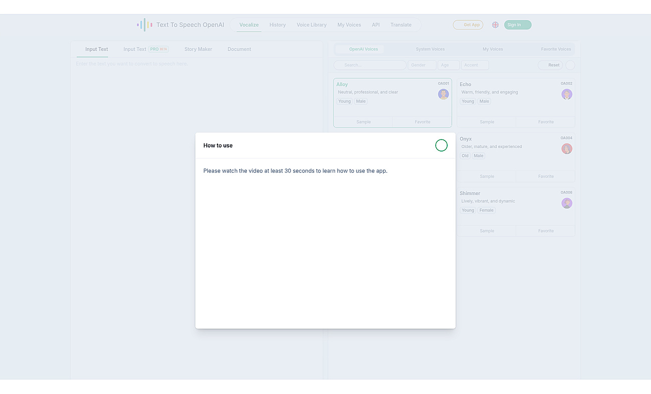 ttsopenai.com screenshot