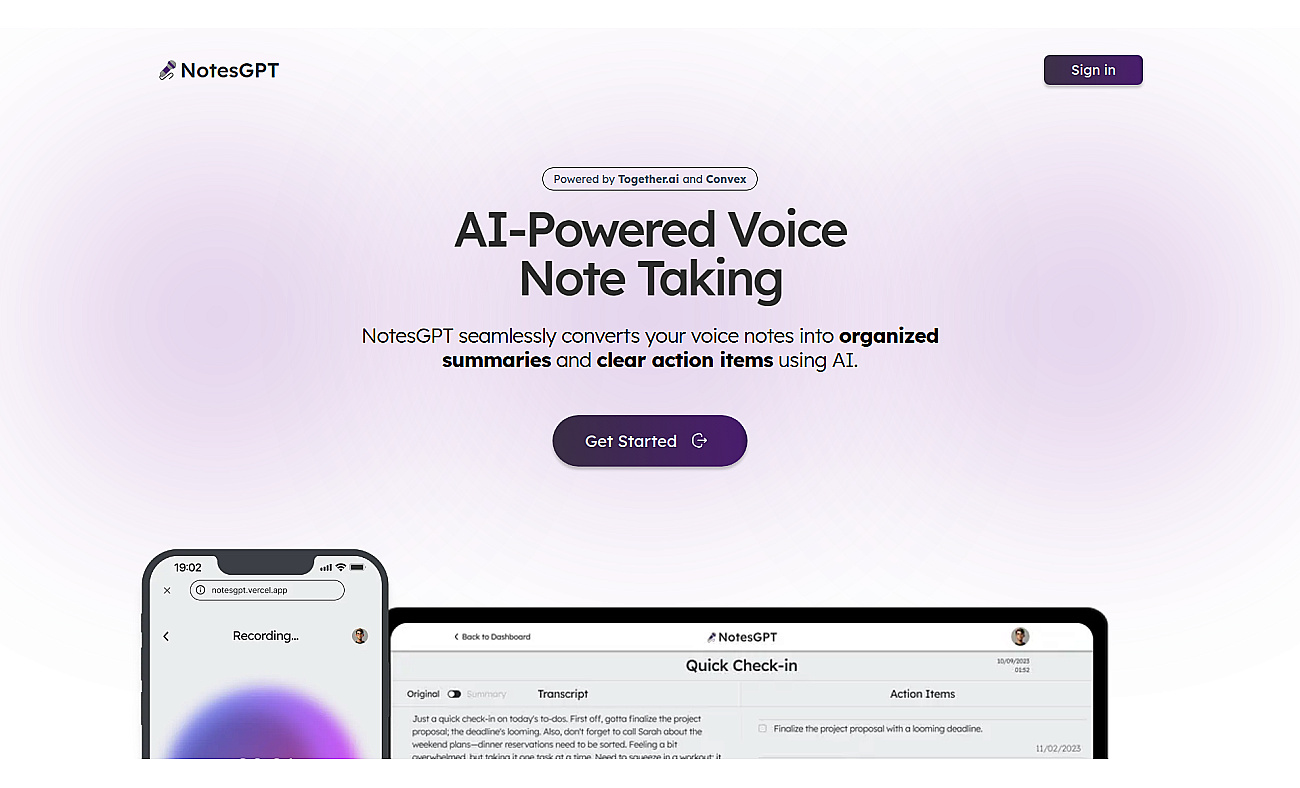notesGPT screenshot