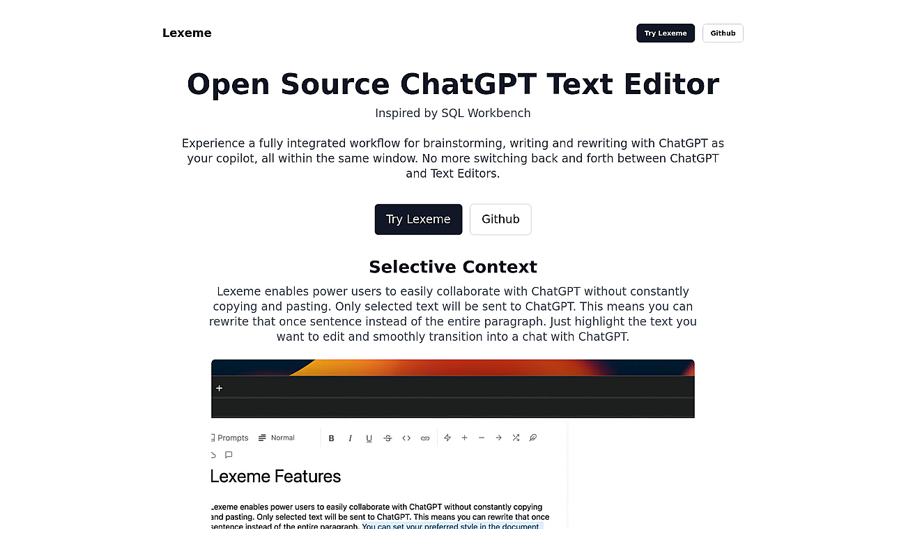 Lexeme screenshot