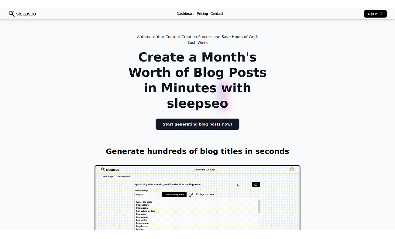 Sleepseo screenshot