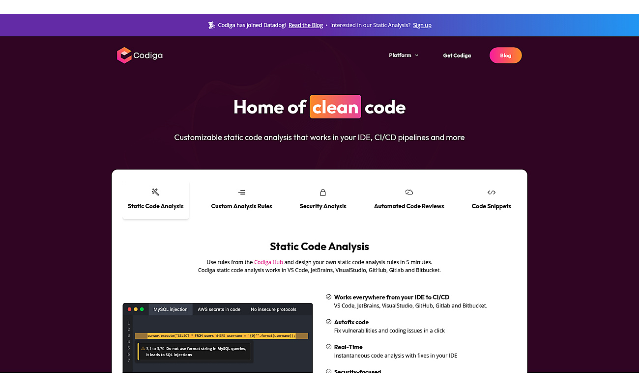 Codiga screenshot