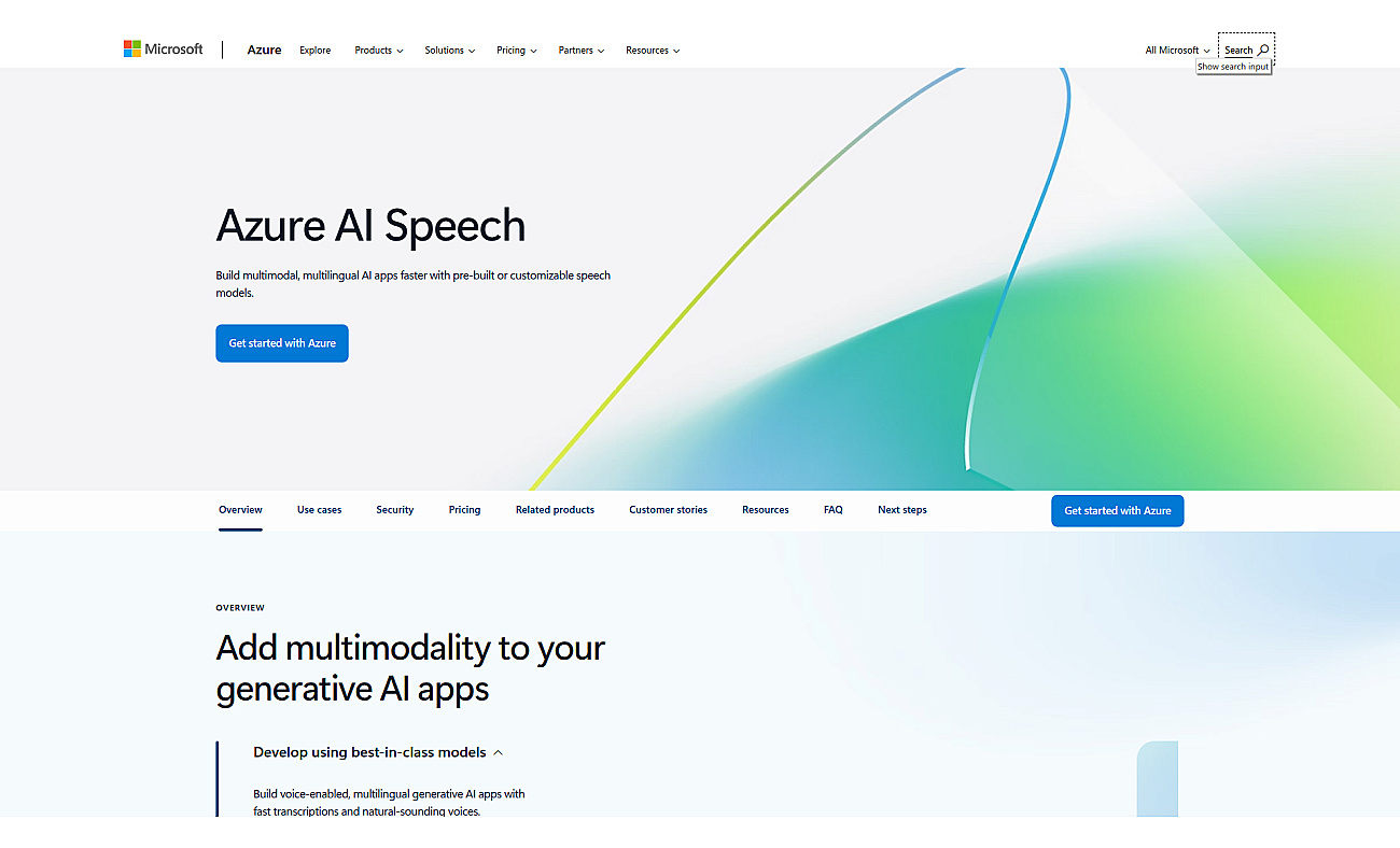 Microsoft Speech Services screenshot
