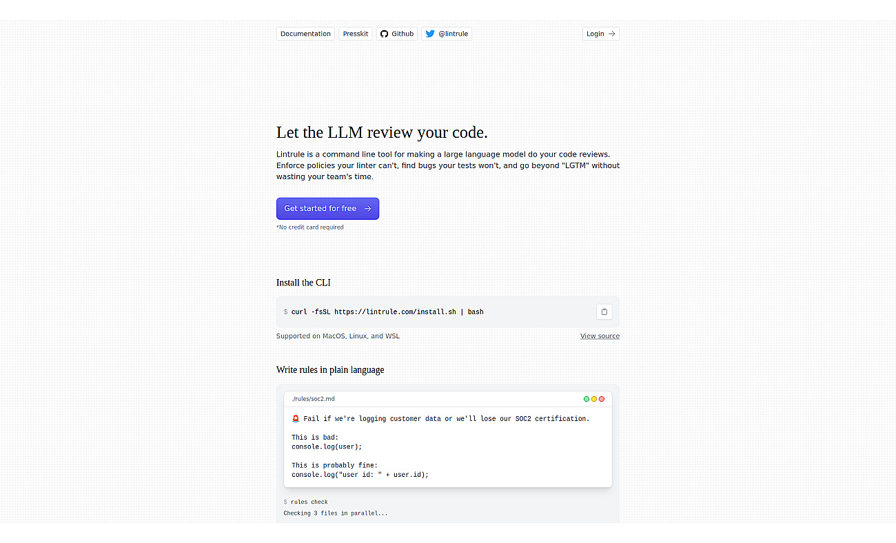 Lintrule screenshot