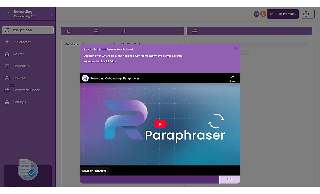 Rewording.io screenshot
