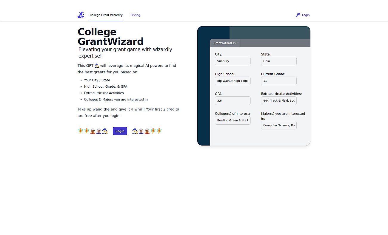 CollegeGrantWizard screenshot