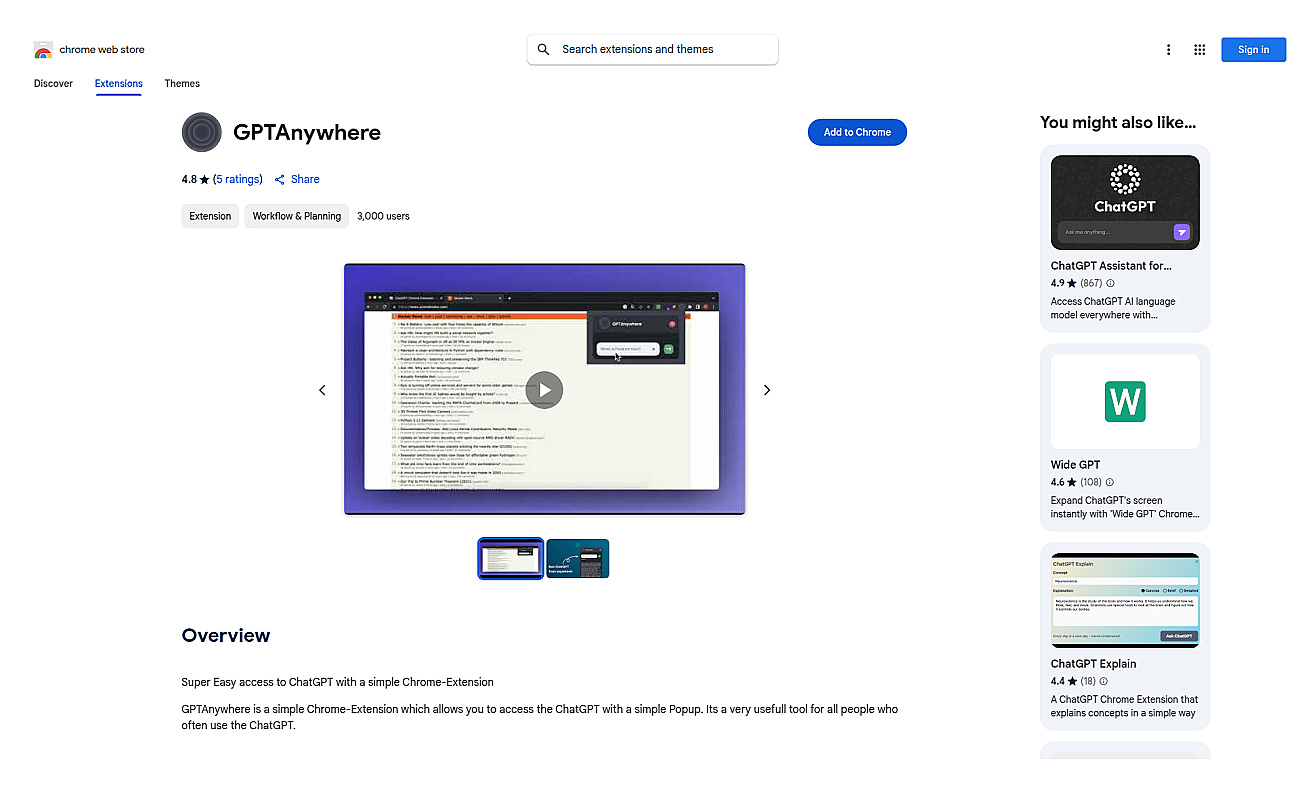 GPTAnywhere screenshot