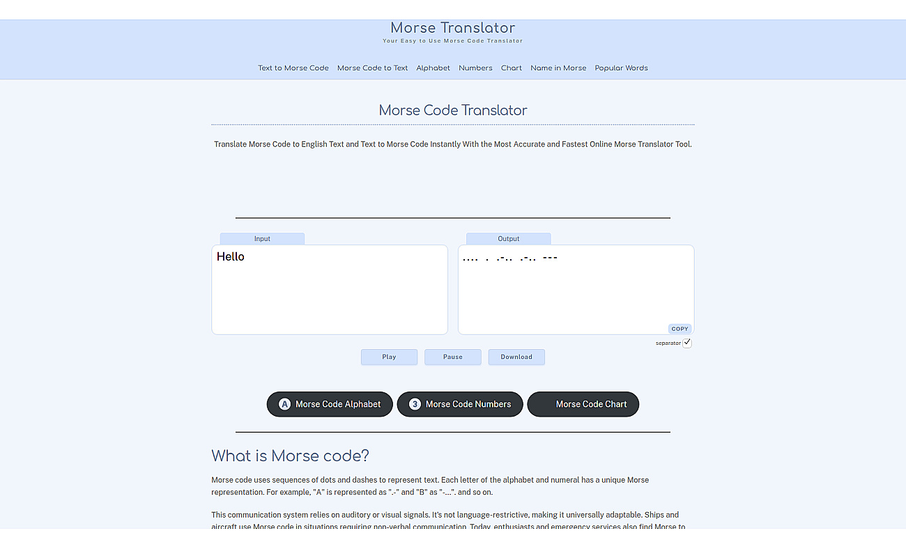 Morse Translator screenshot