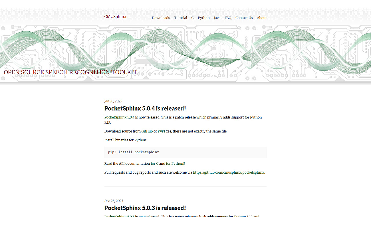 CMU Pocketsphinx screenshot