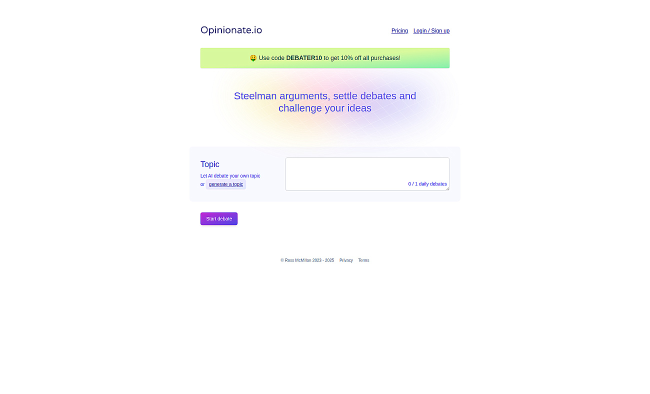 Opinionate screenshot