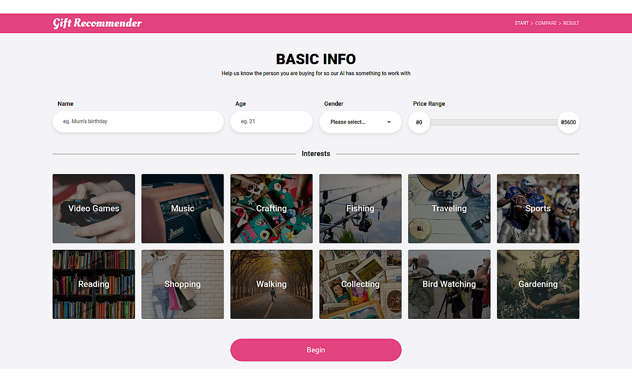 Gift Recommender screenshot