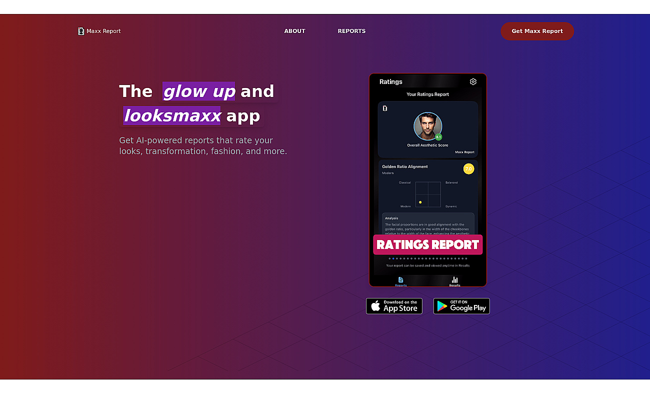 LooksMaxx Report screenshot