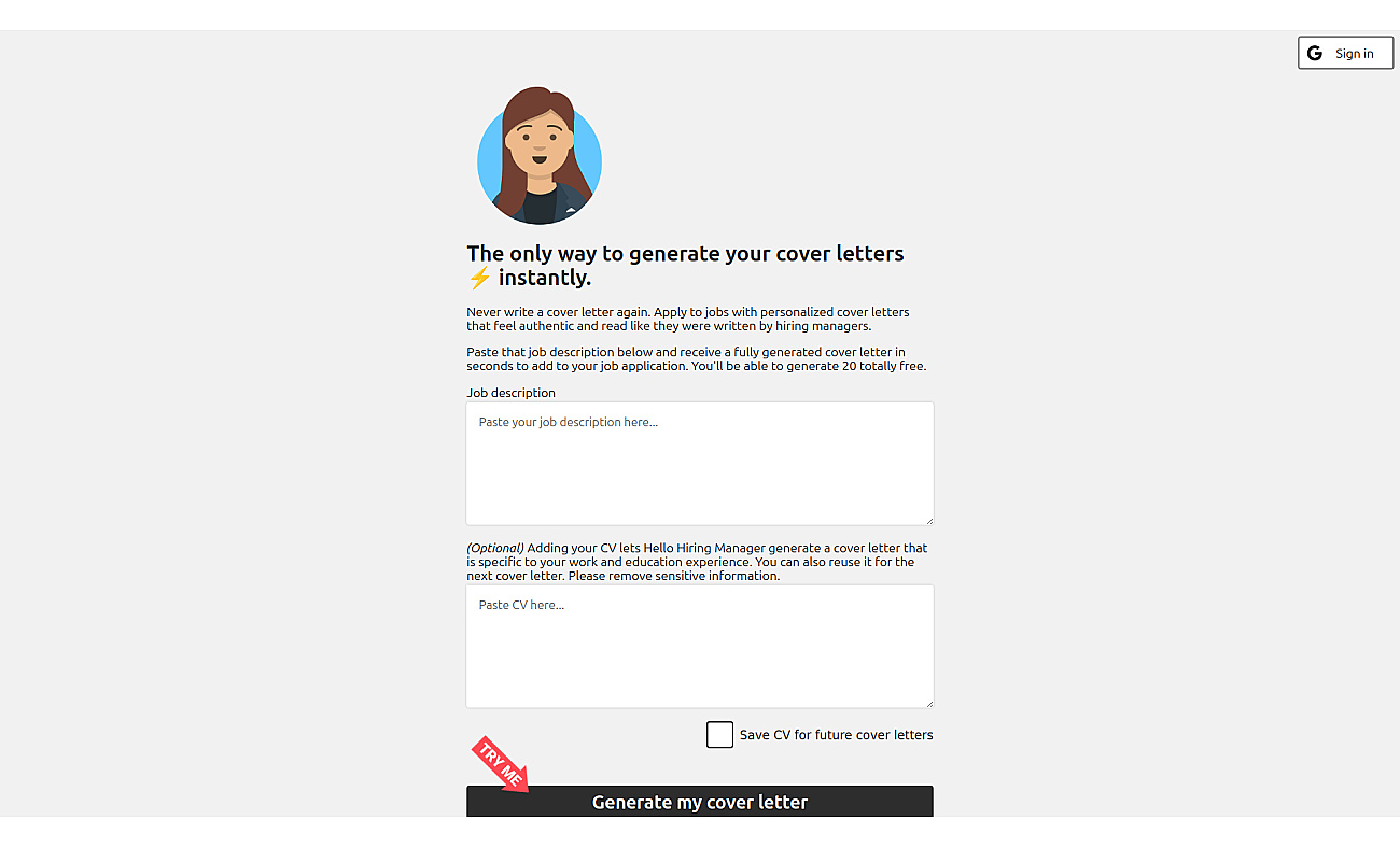 Hello Hiring Manager screenshot