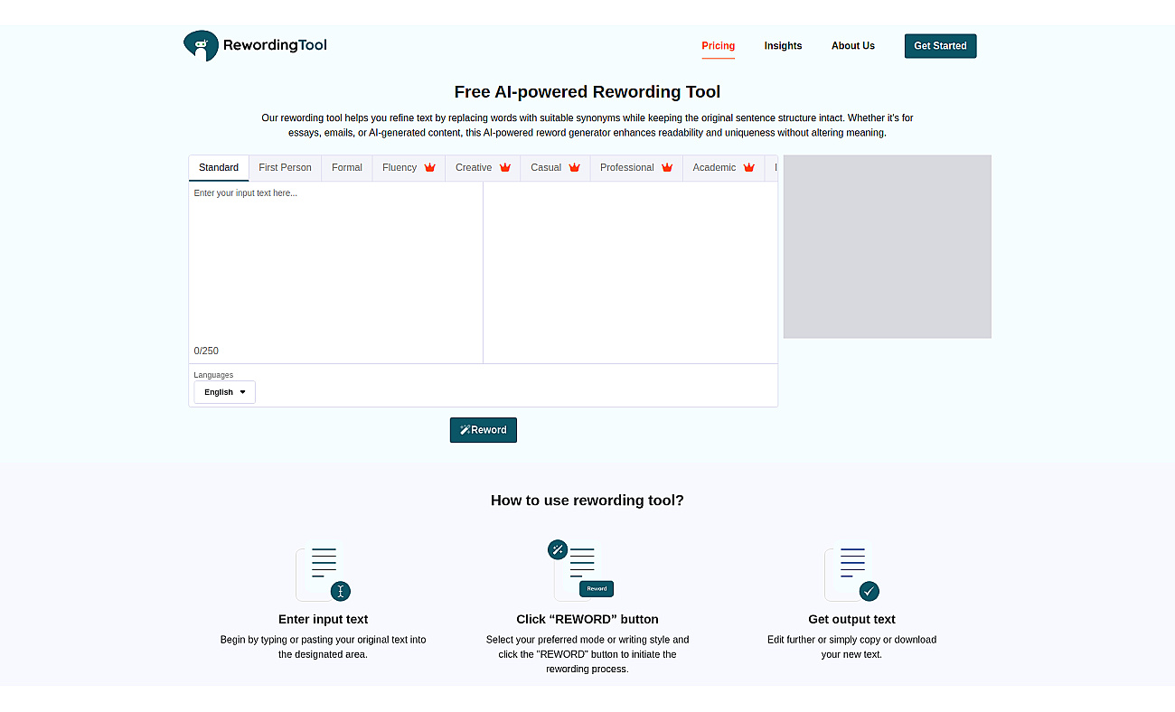 Rewording Tool screenshot