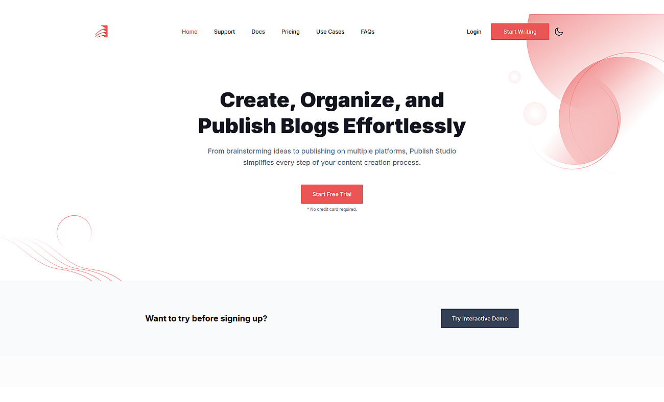 Publish studio screenshot