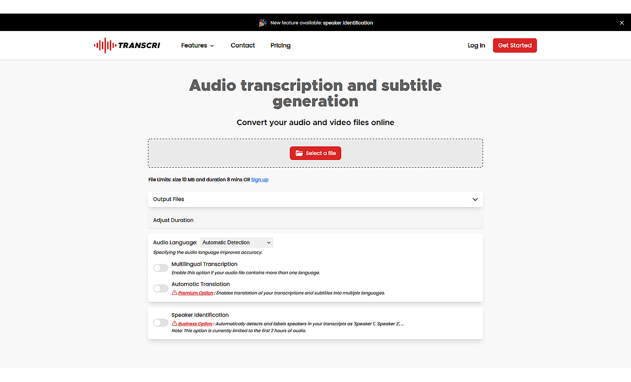 Transcri screenshot