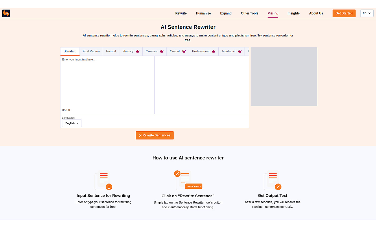 AI Sentence Rewriter screenshot