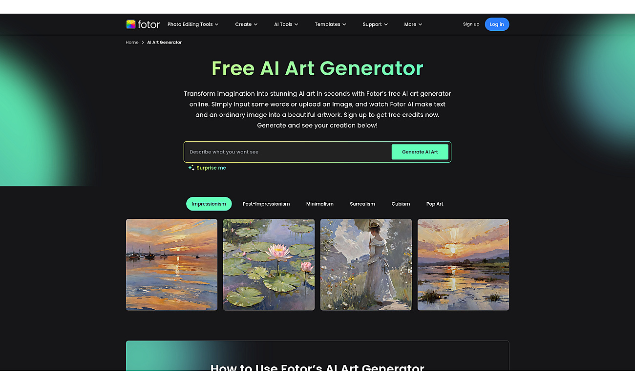 Fotor Art Generator screenshot