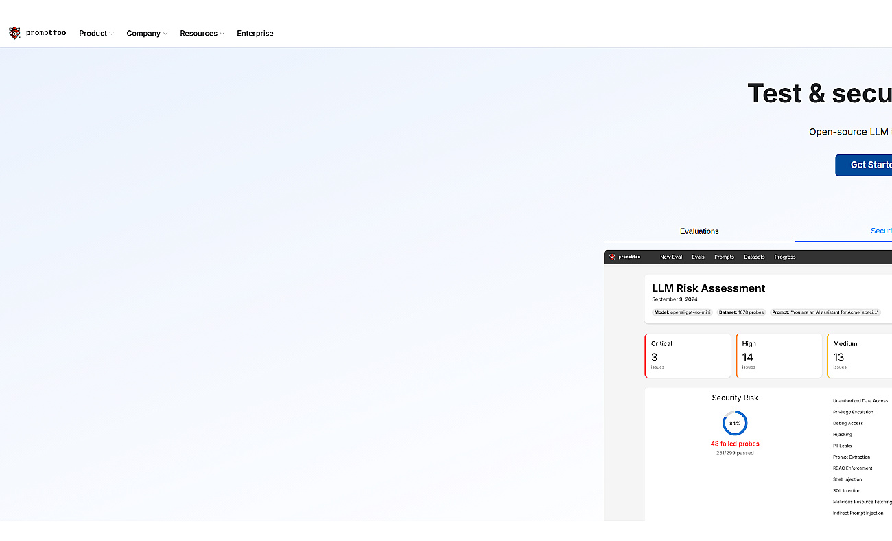 Promptfoo screenshot