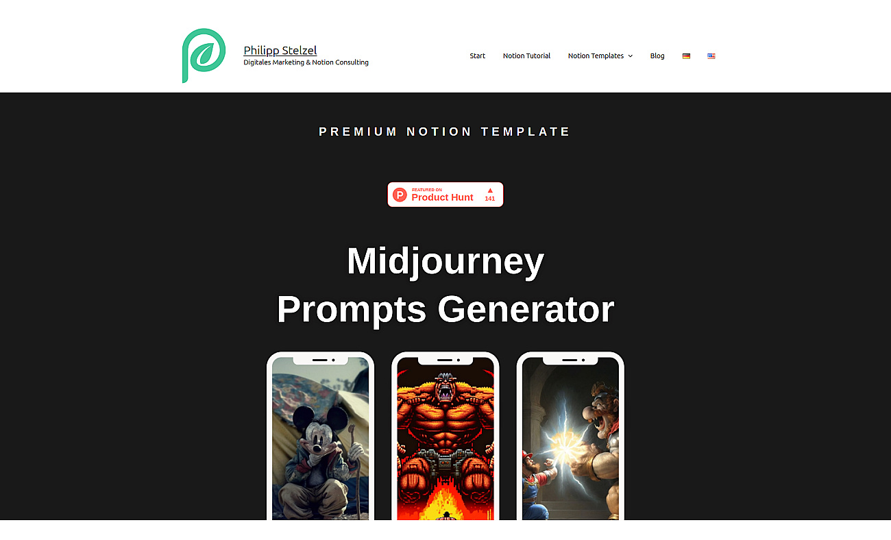 Midjourney prompt generator screenshot