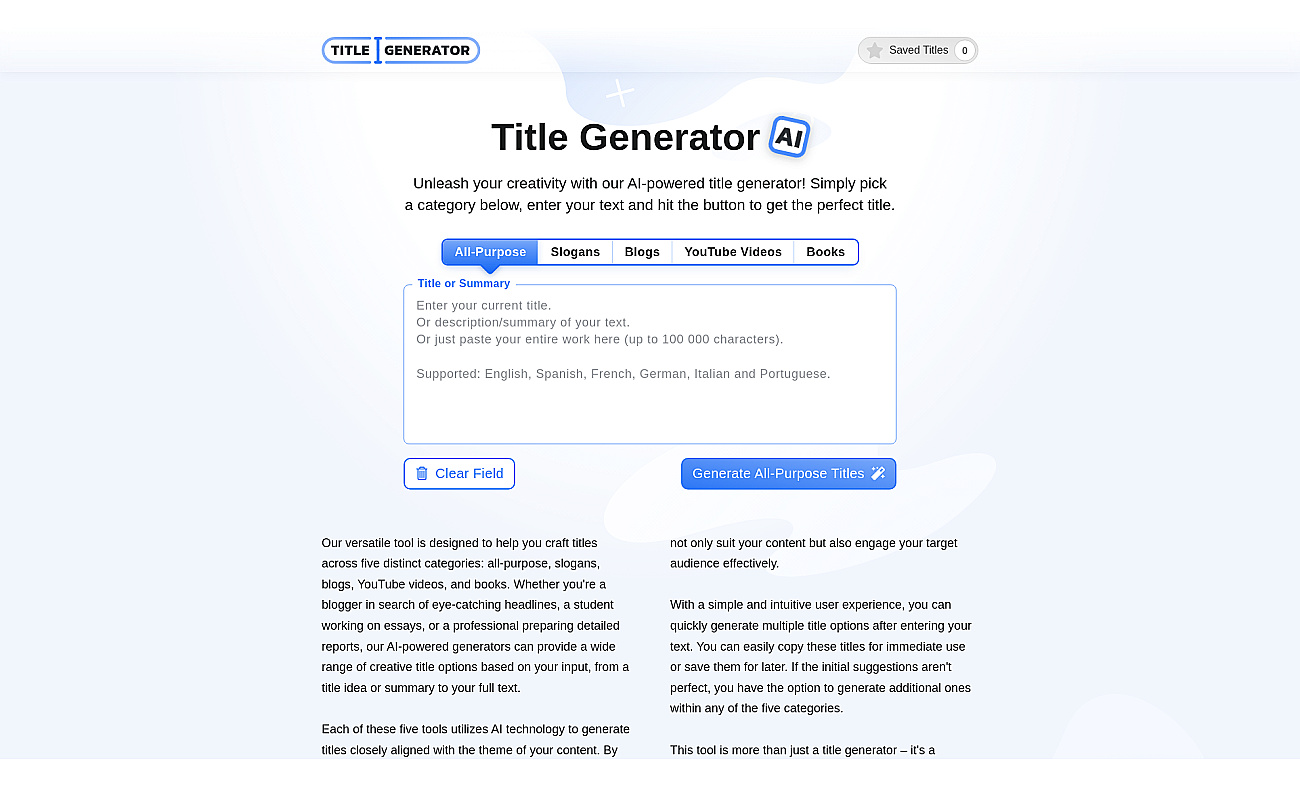 Title Generator screenshot
