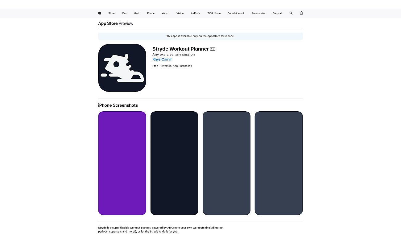 Stryde Workout Planner screenshot