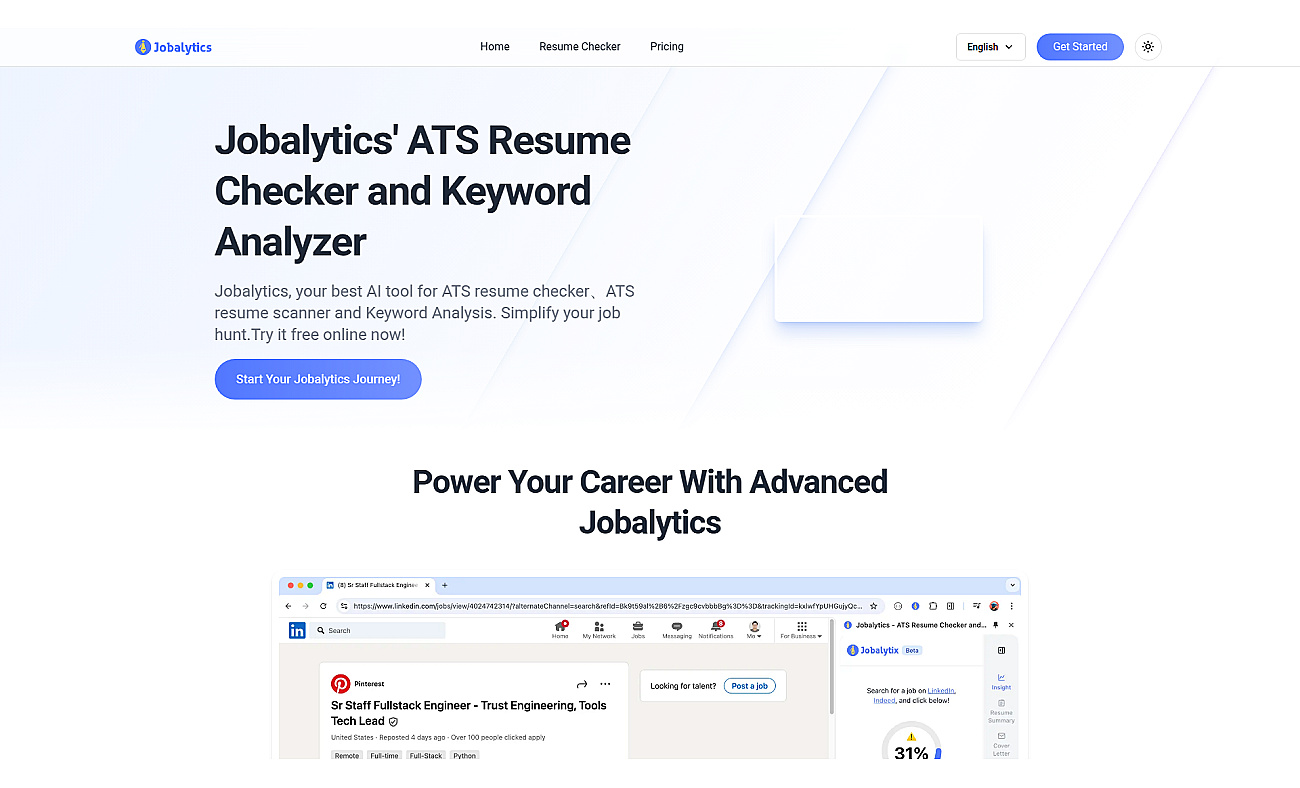 Jobalytics screenshot