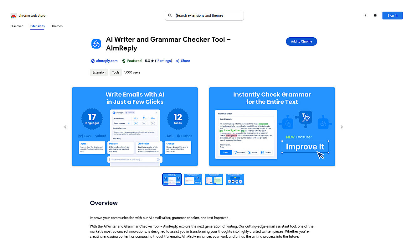 AI Writer & Grammar Checker Tool – AImReply screenshot