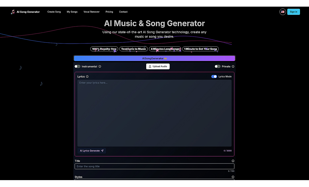AISongGenerator.io screenshot