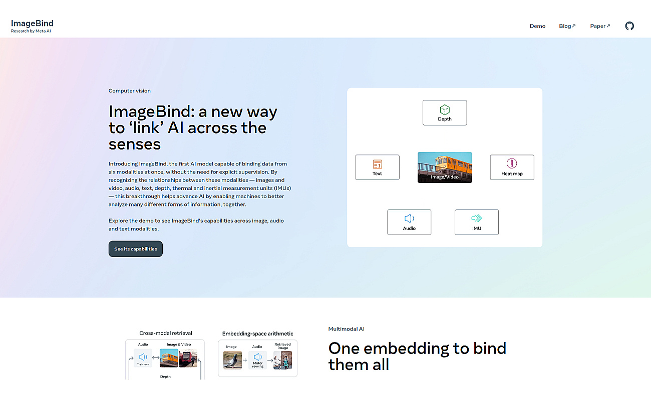 ImageBind by Meta screenshot