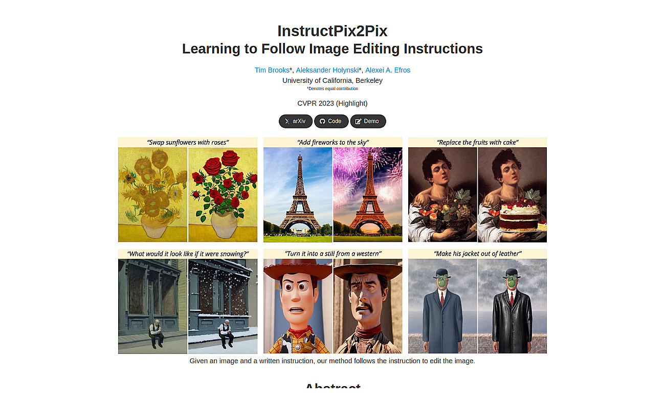 InstructPix2Pix screenshot